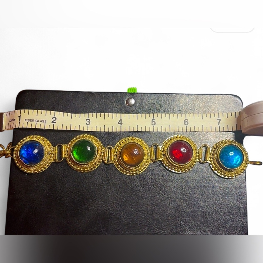 Elegant Gold-Tone Bracelet with Multicolor Stones